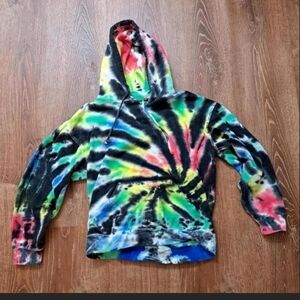 Rainbow Tie Dye Pullover Hoodie Rave Hippie